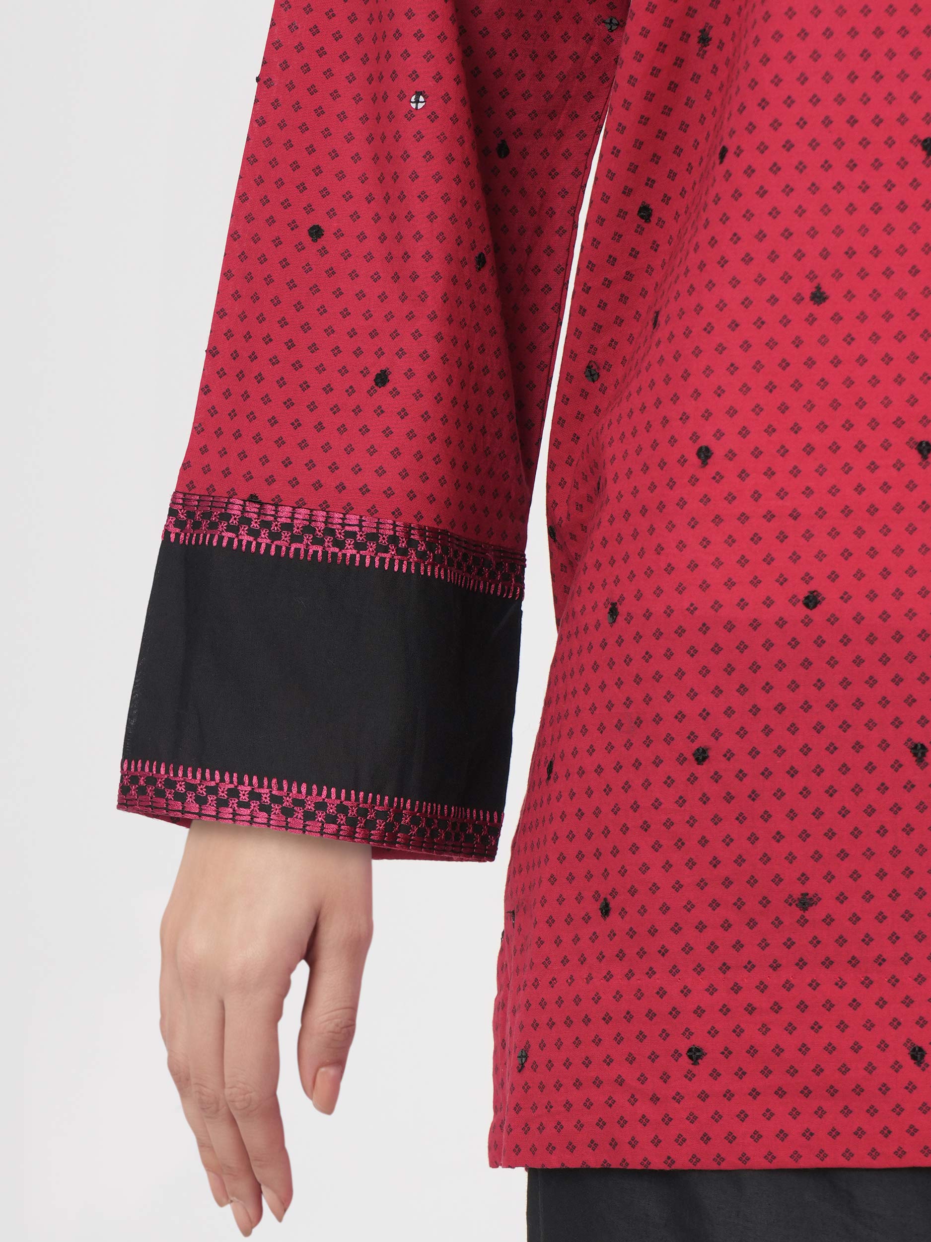 Cambric Kurti- Embroidered (Pret)