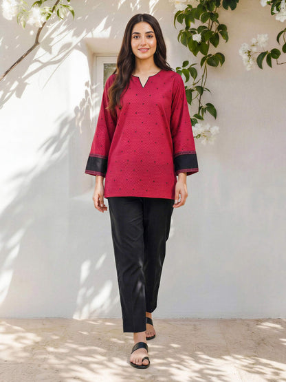Cambric Kurti- Embroidered (Pret)