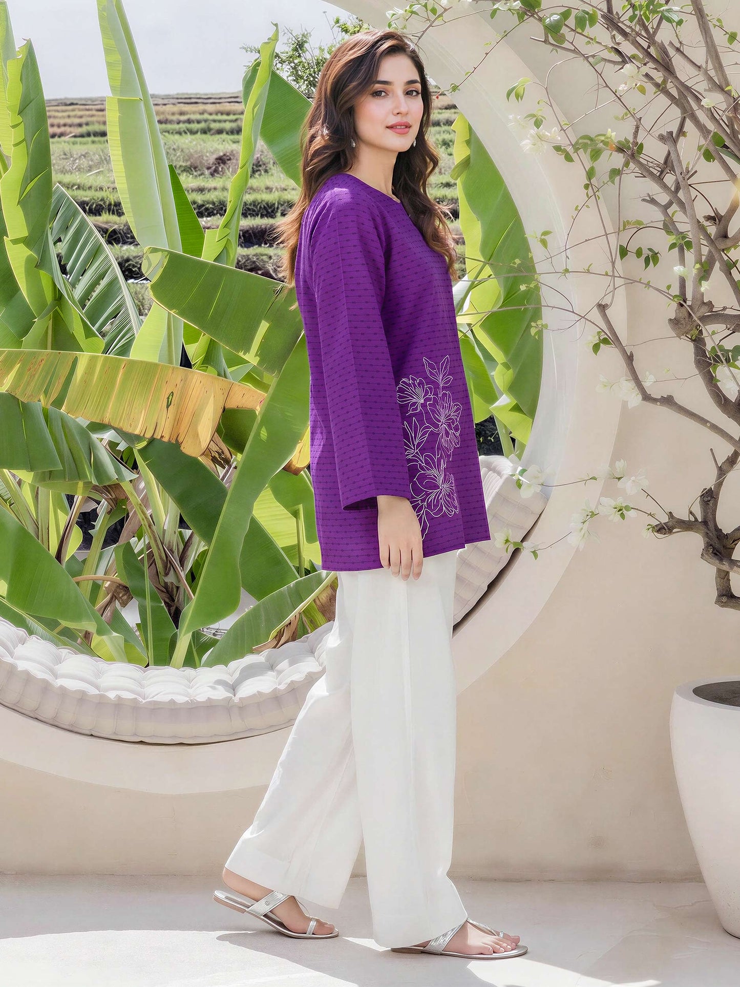 Lawn Texture Kurti- Embroidered (Pret)