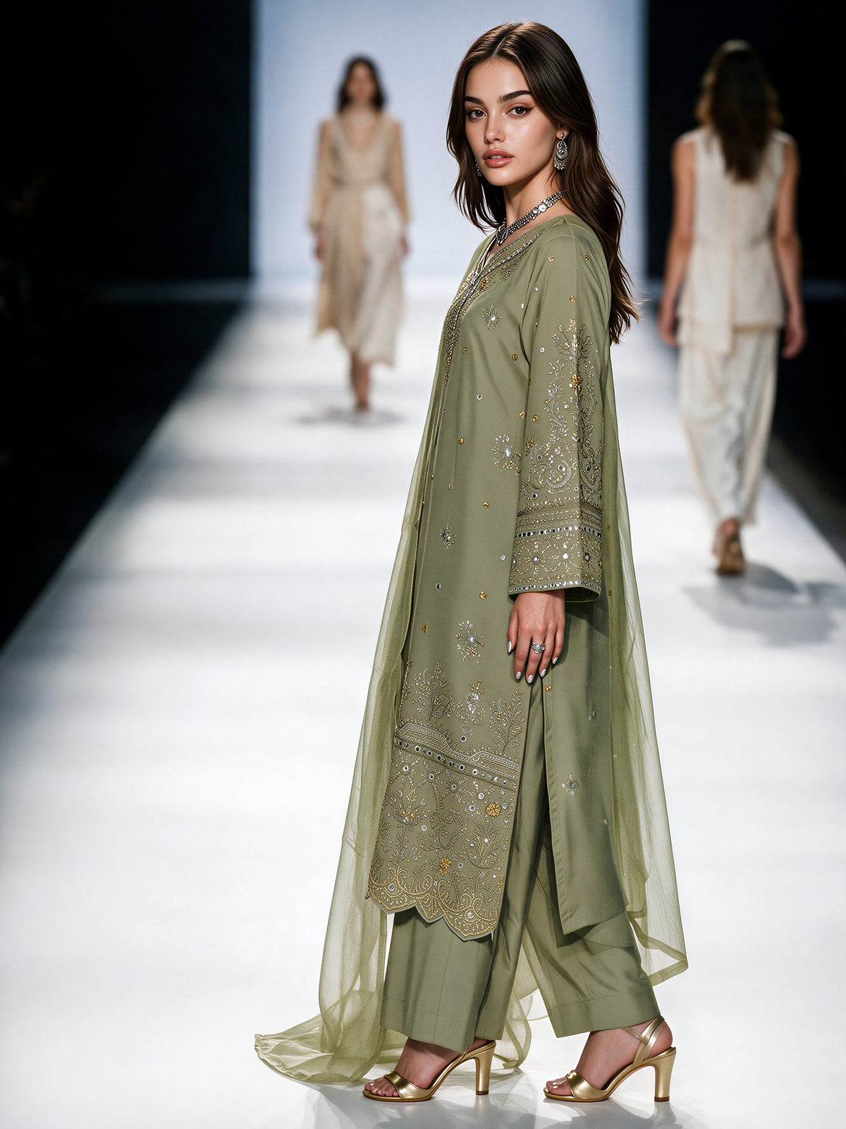 3 Piece Khaddi Silk Suit- Embroidered (Pret)
