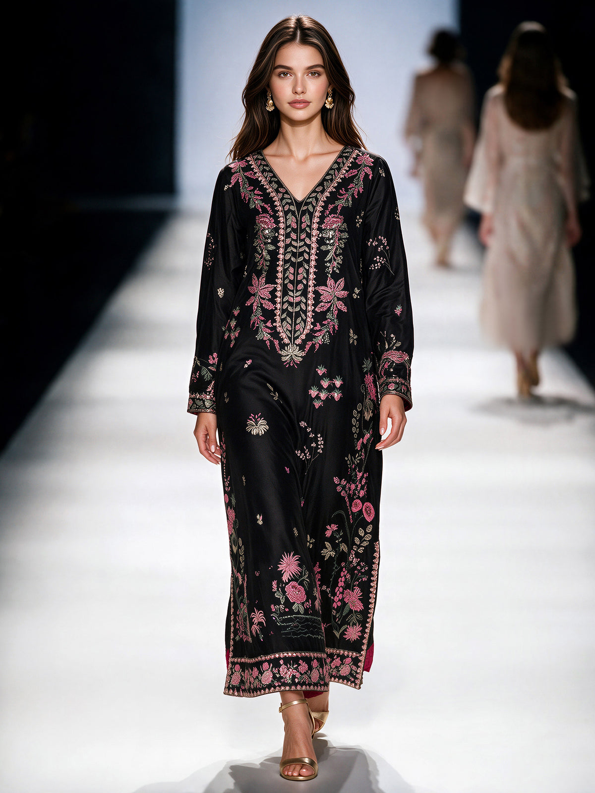 Silk Cambric Kaftan- Embroidered (Pret)