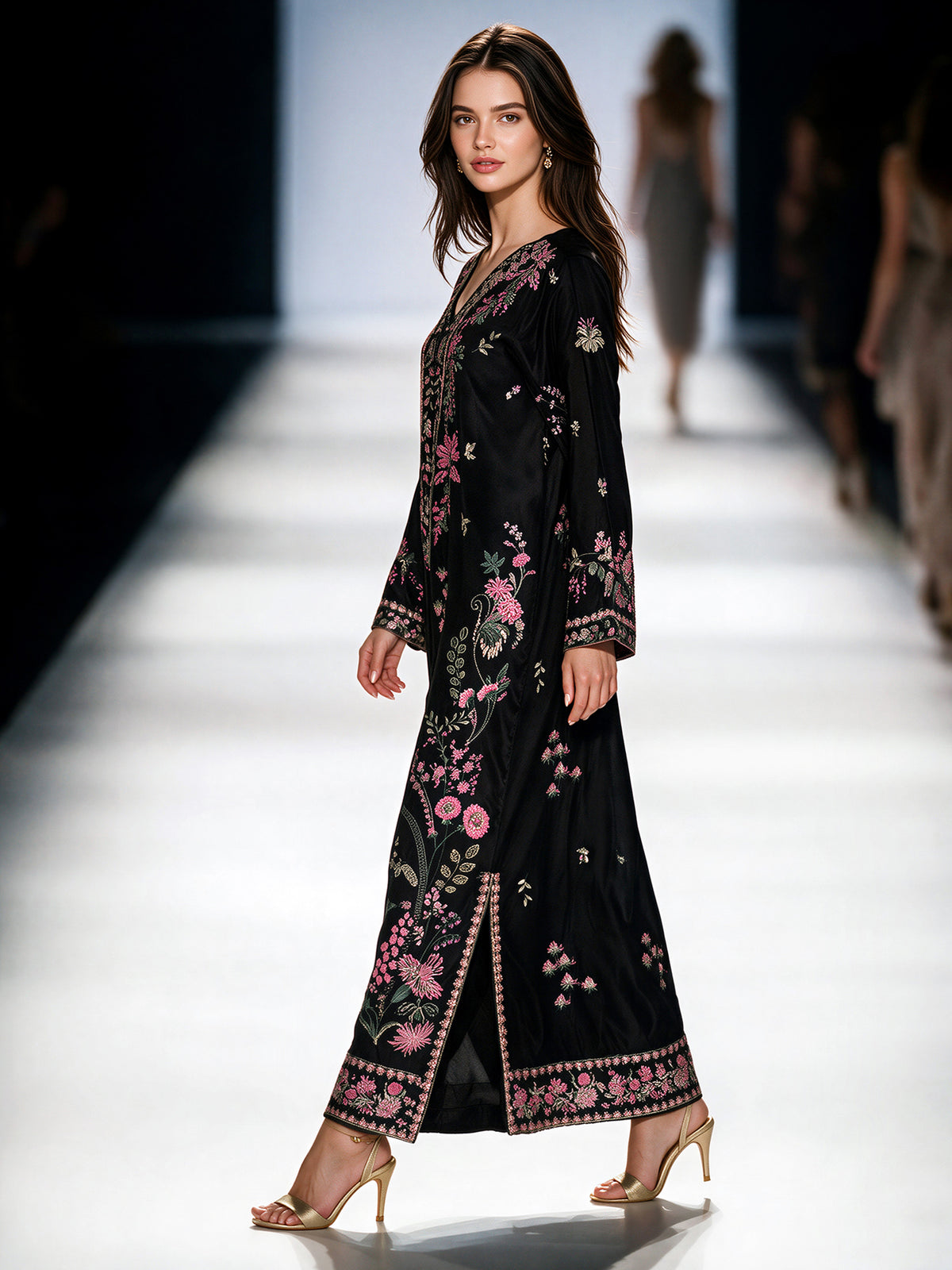 Silk Cambric Kaftan- Embroidered (Pret)