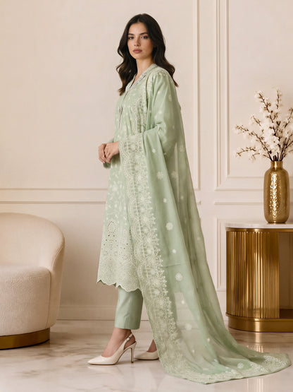 3 Piece Dobby Suit- Embroidered (Pret)