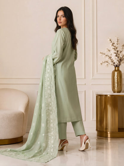 3 Piece Dobby Suit- Embroidered (Pret)