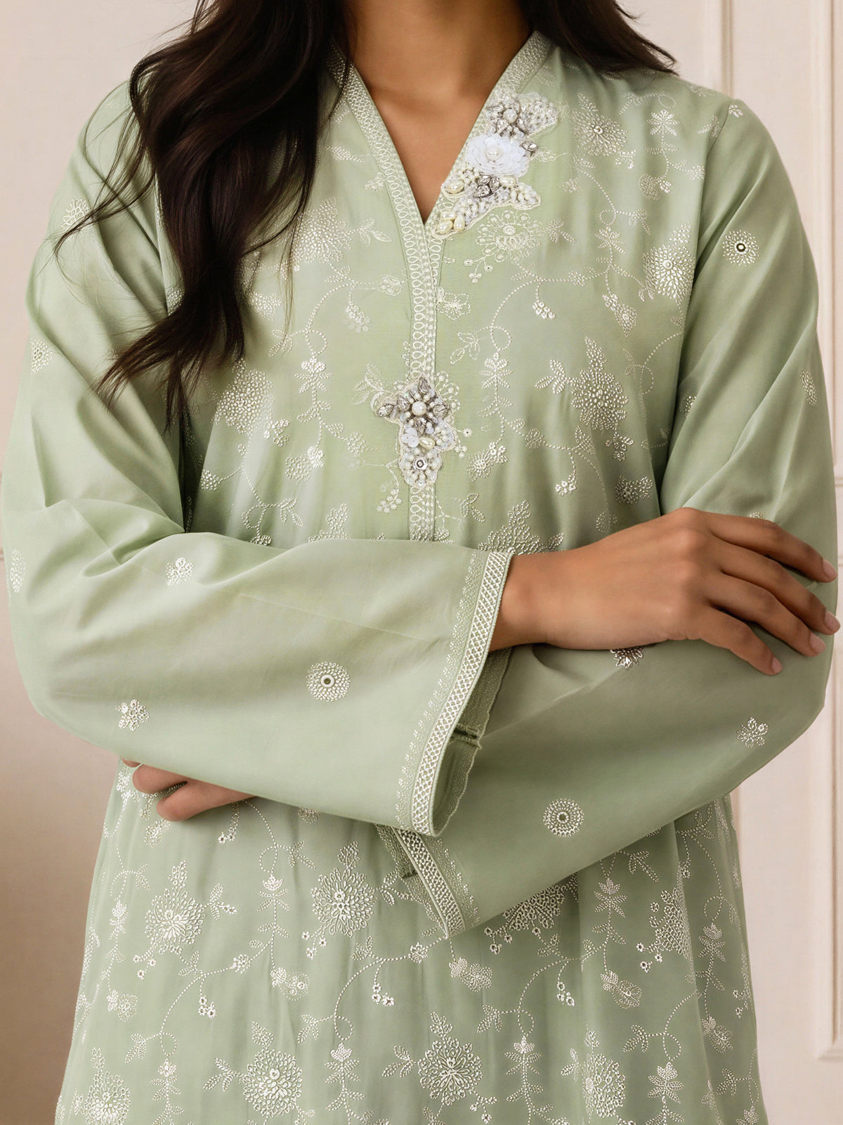 3 Piece Dobby Suit- Embroidered (Pret)