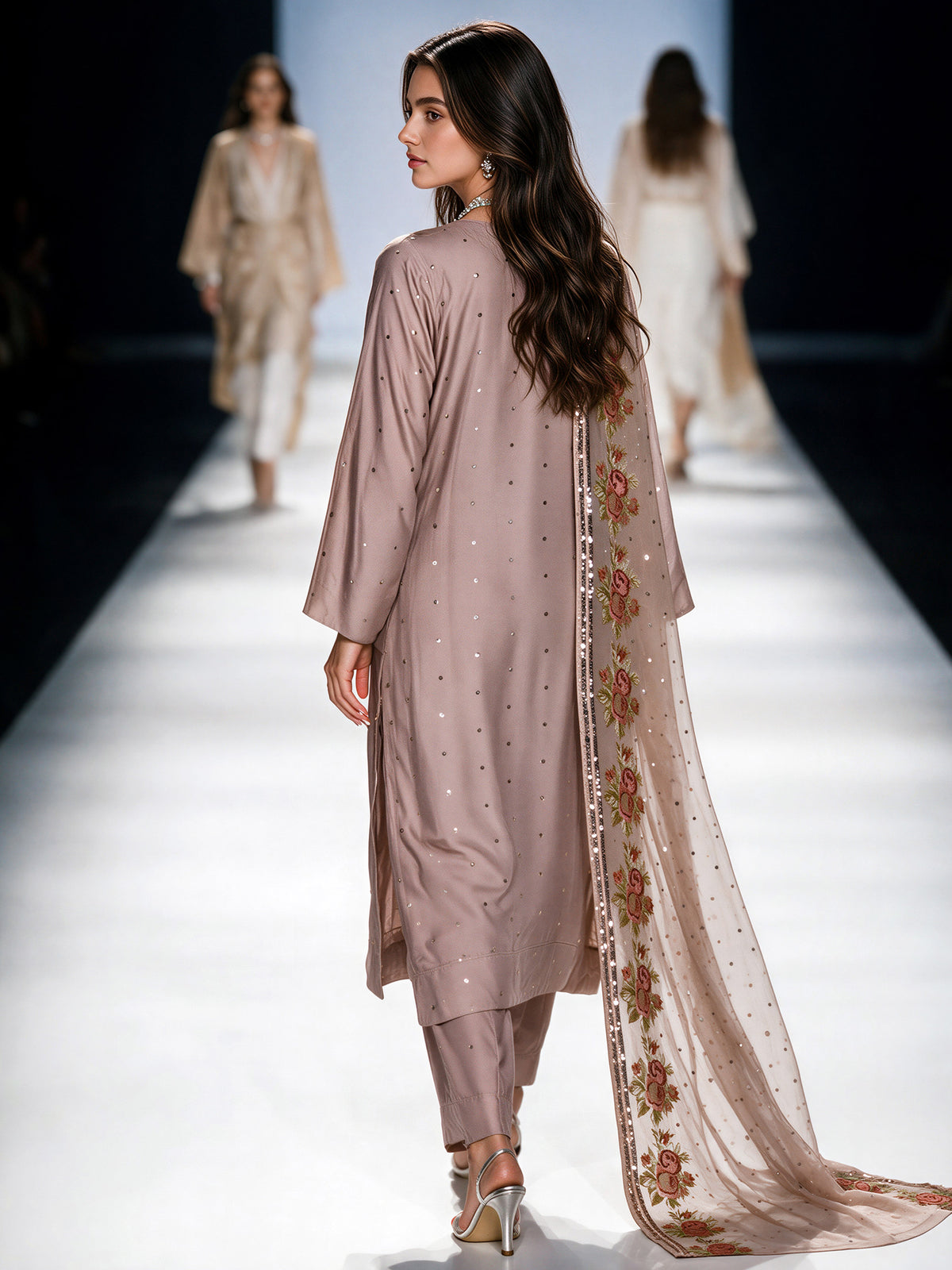 3 Piece Crepe Suit- Embroidered (Pret)