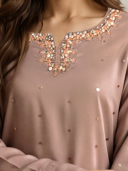 3 Piece Crepe Suit- Embroidered (Pret)
