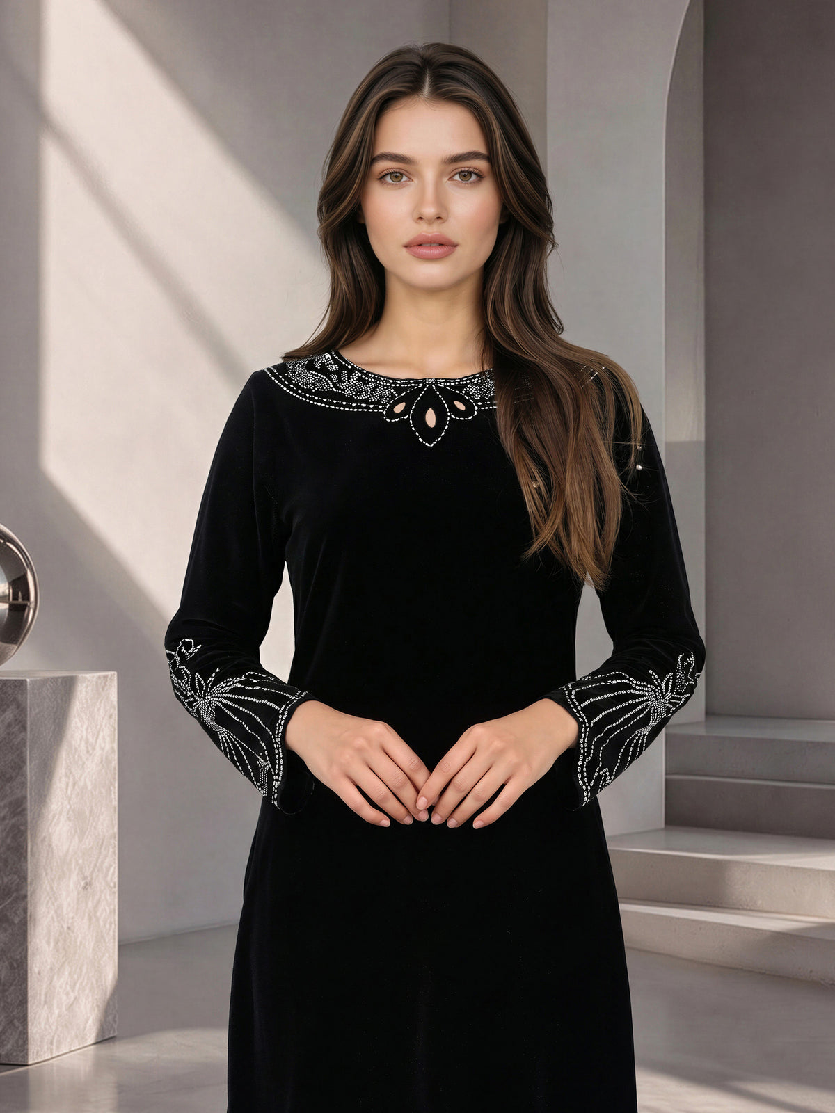 2 Piece Velvet Shimmer Suit- Embellished (Pret)