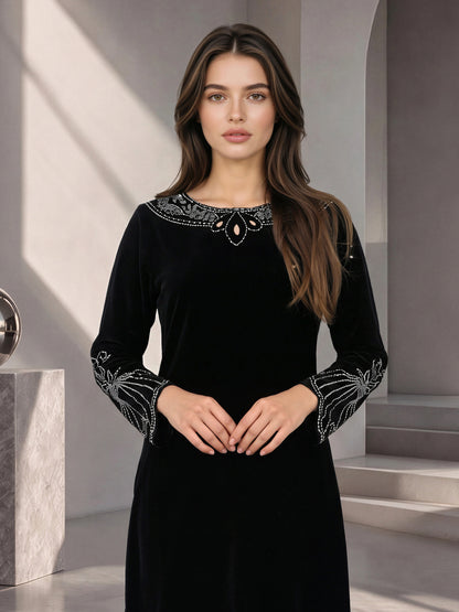 2 Piece Velvet Shimmer Suit- Embellished (Pret)