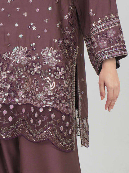 3 Piece Crepe Suit- Embroidered (Pret)