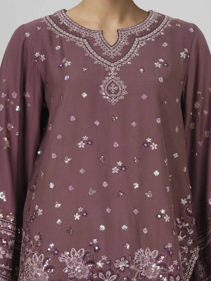 3 Piece Crepe Suit- Embroidered (Pret)