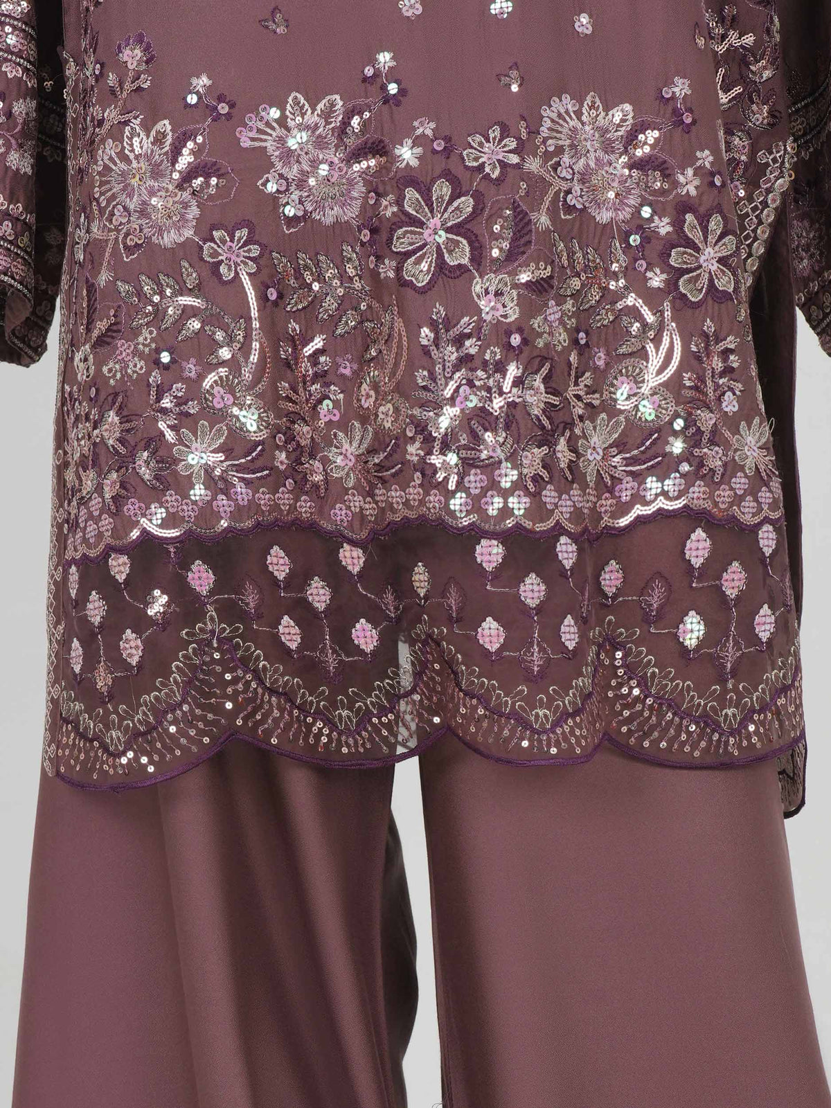 3 Piece Crepe Suit- Embroidered (Pret)