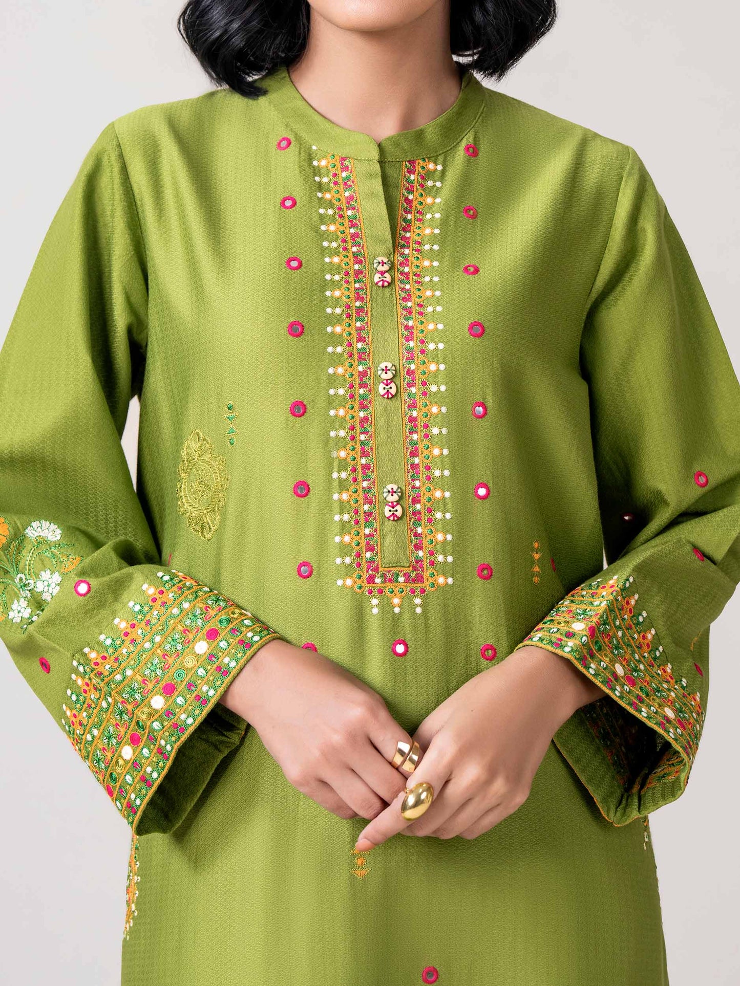 2 Piece Dobby Suit- Embroidered (Pret)