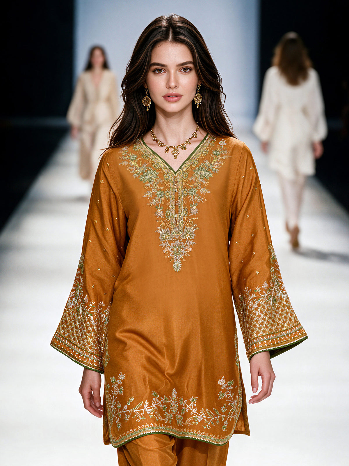 3 Piece Raw Silk Suit- Embroidered (Pret)