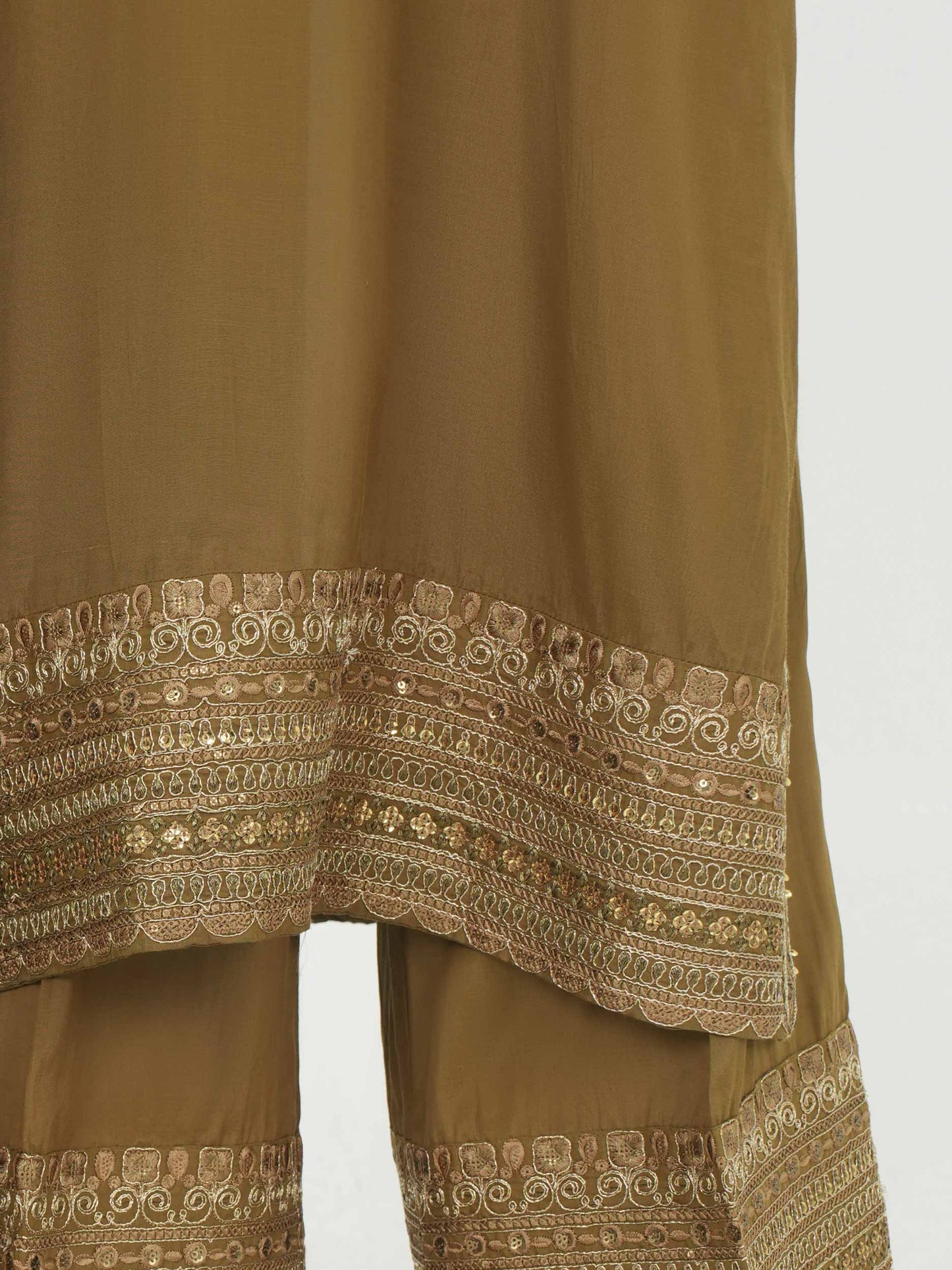 3 Piece Cambric Silk Suit- Embroidered (Pret)