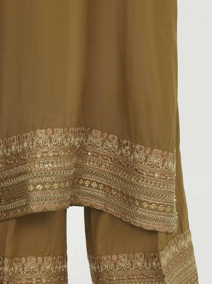 3 Piece Cambric Silk Suit- Embroidered (Pret)