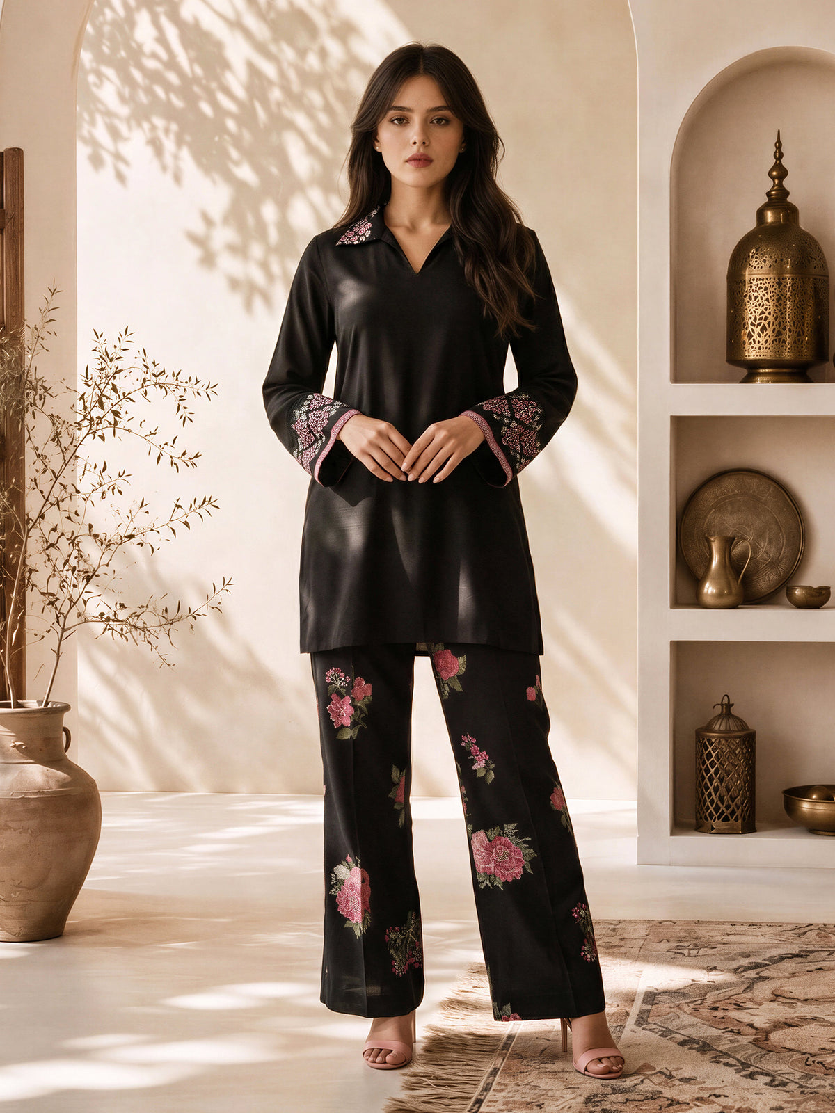 2 Piece Khaddar Suit- Embroidered (Pret)