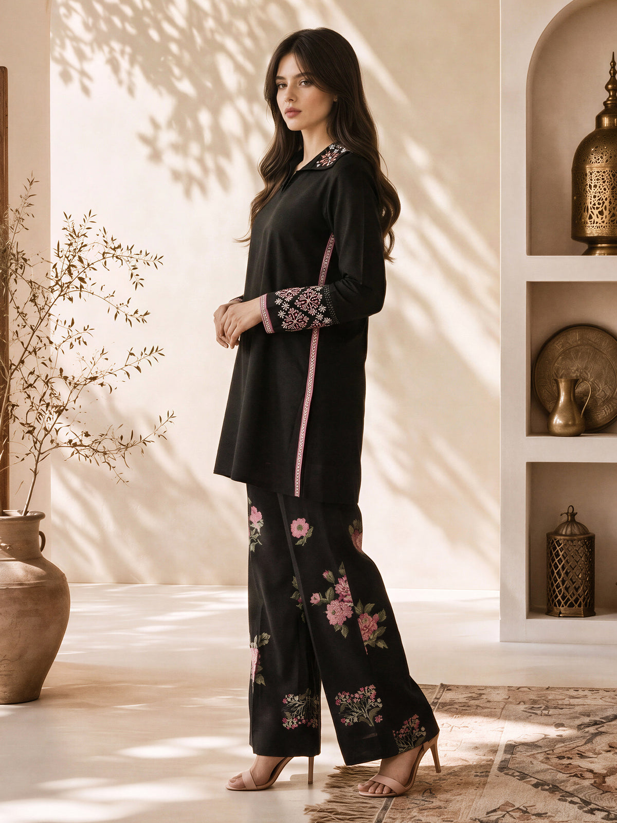 2 Piece Khaddar Suit- Embroidered (Pret)