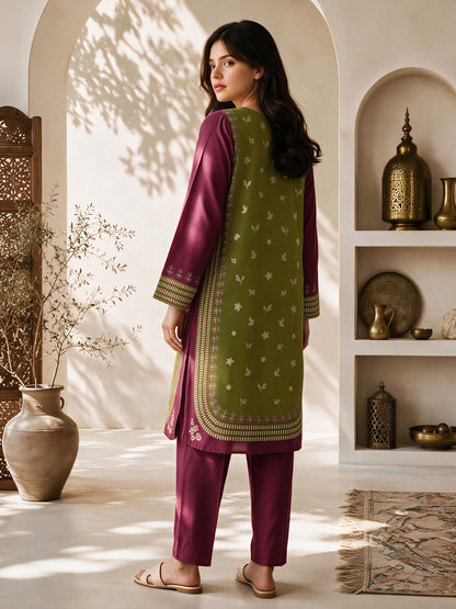 2 Piece Slub Khaddar Suit- Embroidered (Pret)