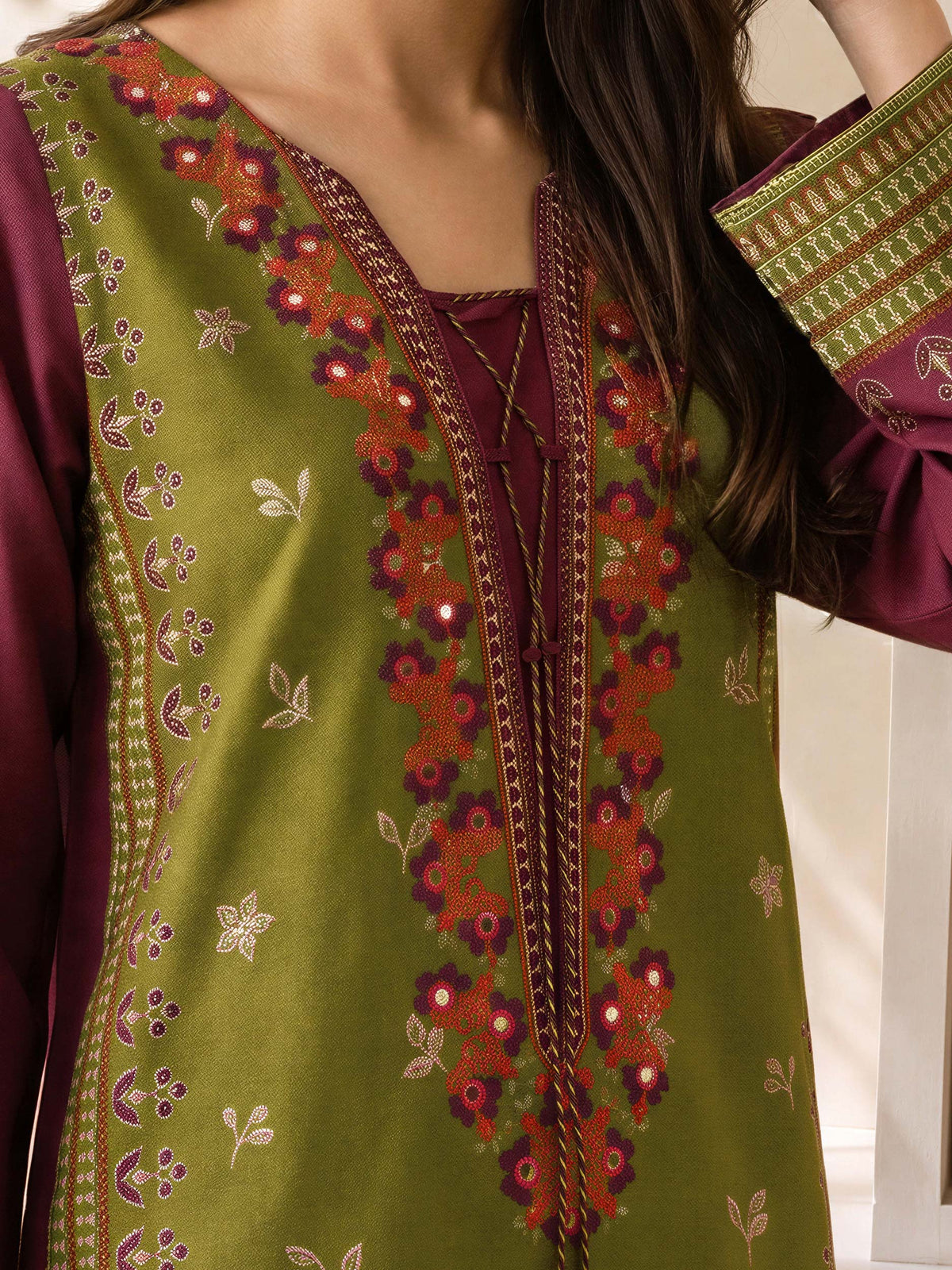 2 Piece Slub Khaddar Suit- Embroidered (Pret)