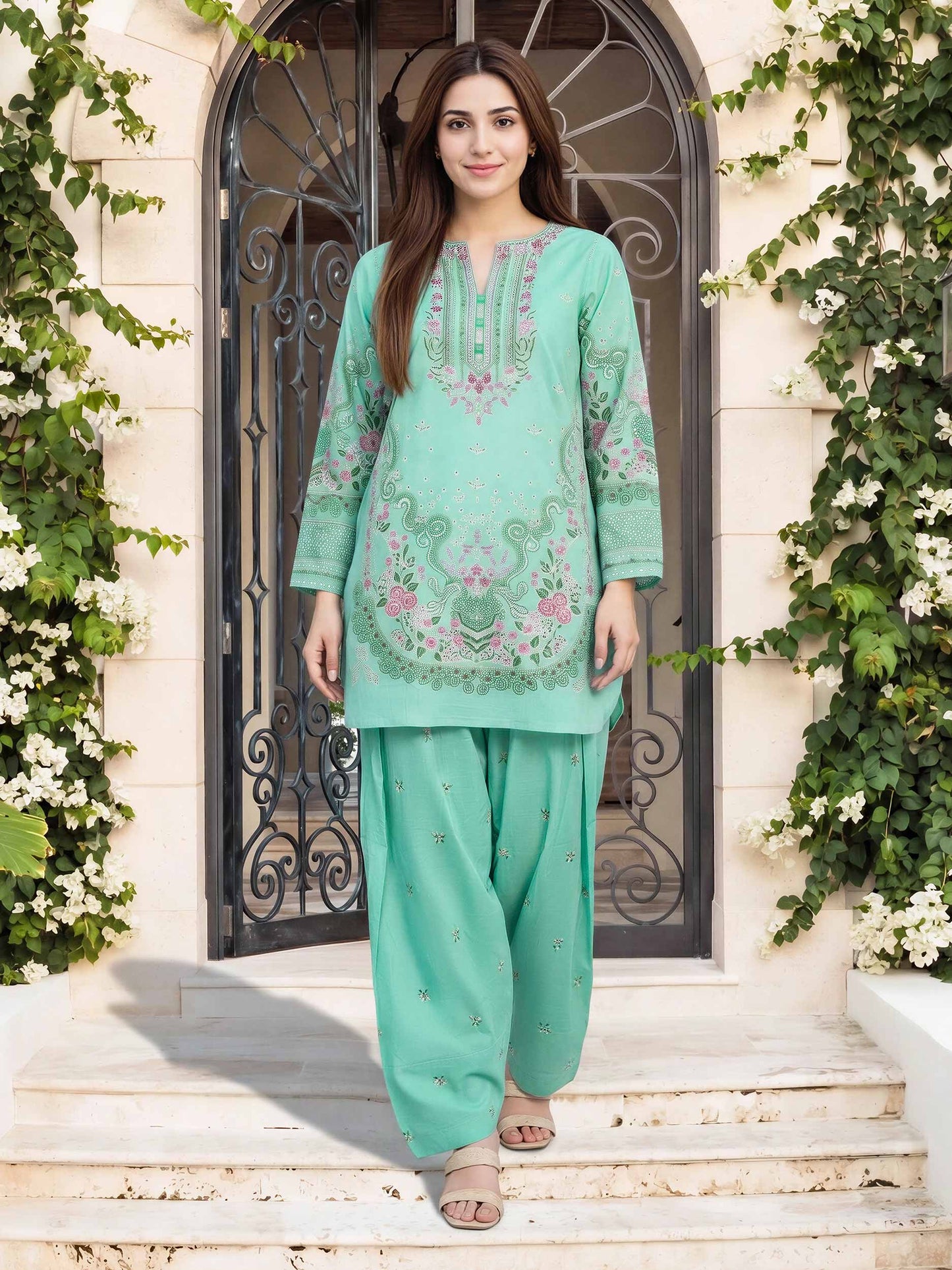 2 Piece Lawn Slub Suit (Pret)