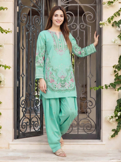 2 Piece Lawn Slub Suit (Pret)