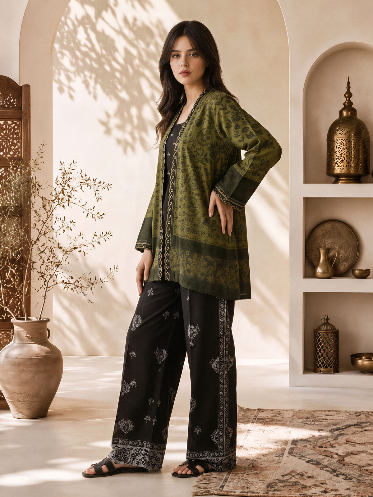 Linen Co-ord Set- Embroidered