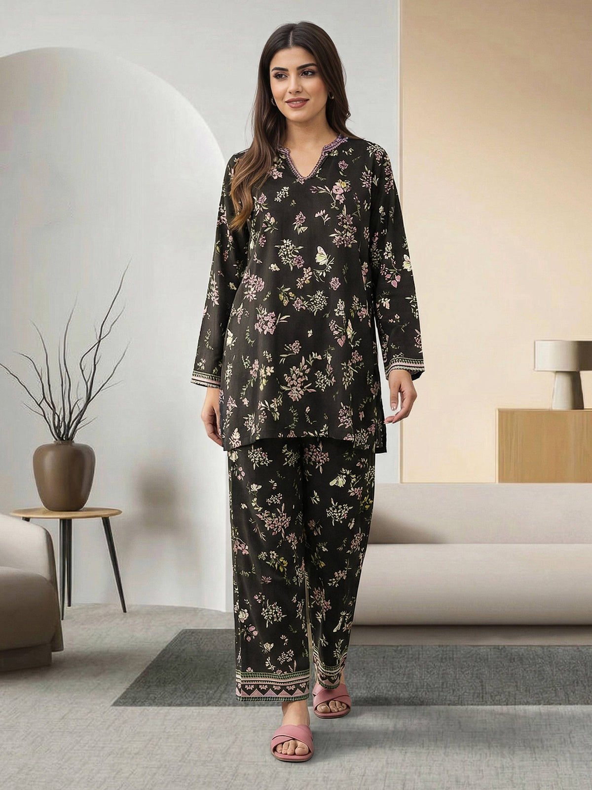 Viscose Co-ord set- Embroidered