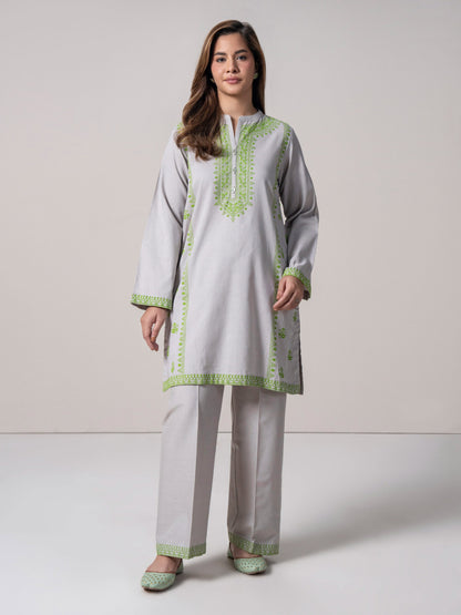 2 Piece Khaddar Suit- Embossed (Pret)