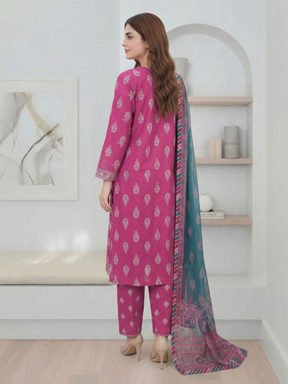 3 Piece Satin Suit- Embroidered (Pret)
