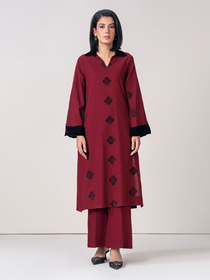 2 Piece Jacquard Suit- Embroidered (Pret)