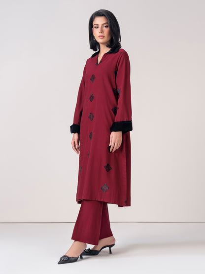 2 Piece Jacquard Suit- Embroidered (Pret)