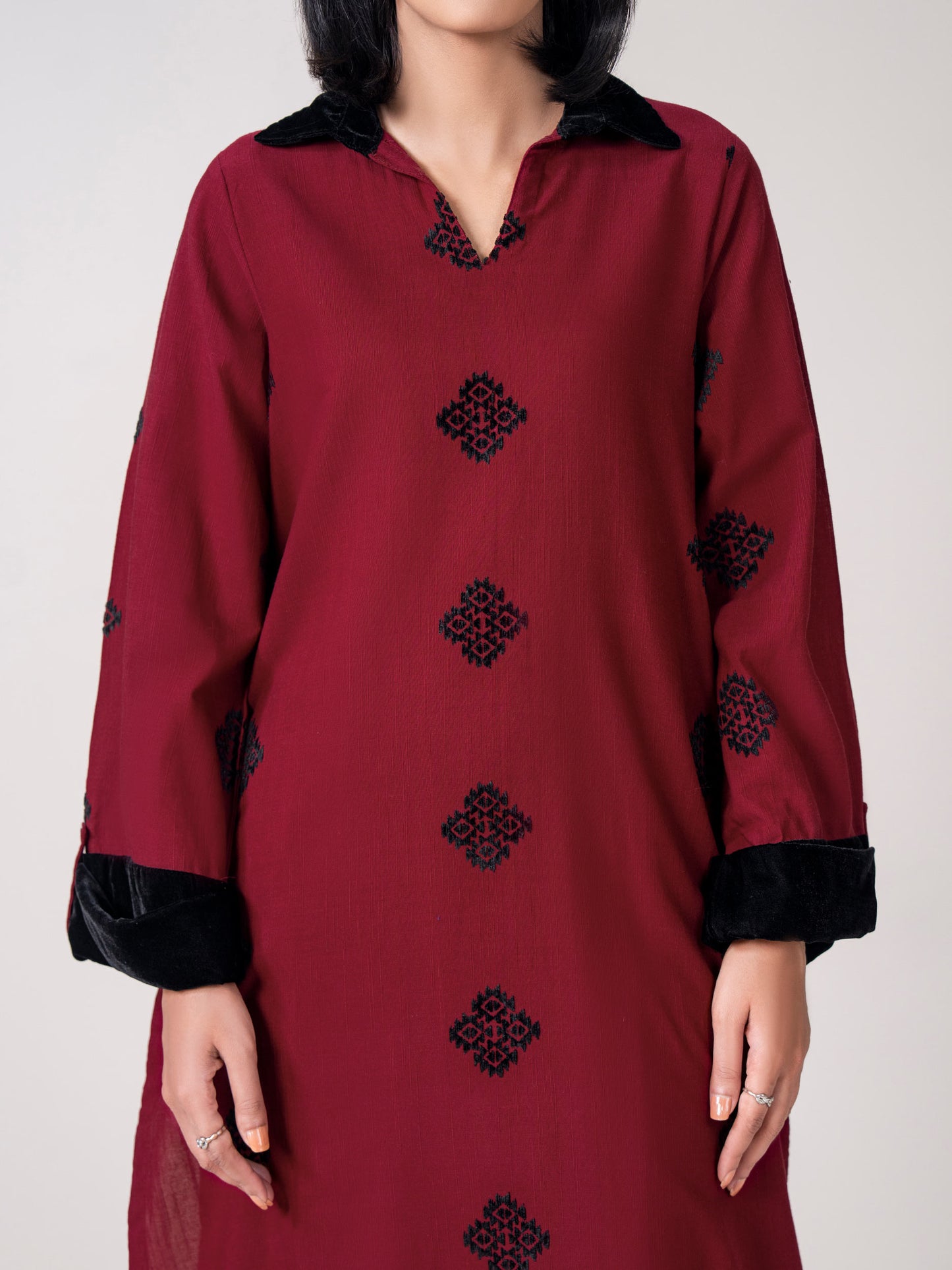 2 Piece Jacquard Suit- Embroidered (Pret)