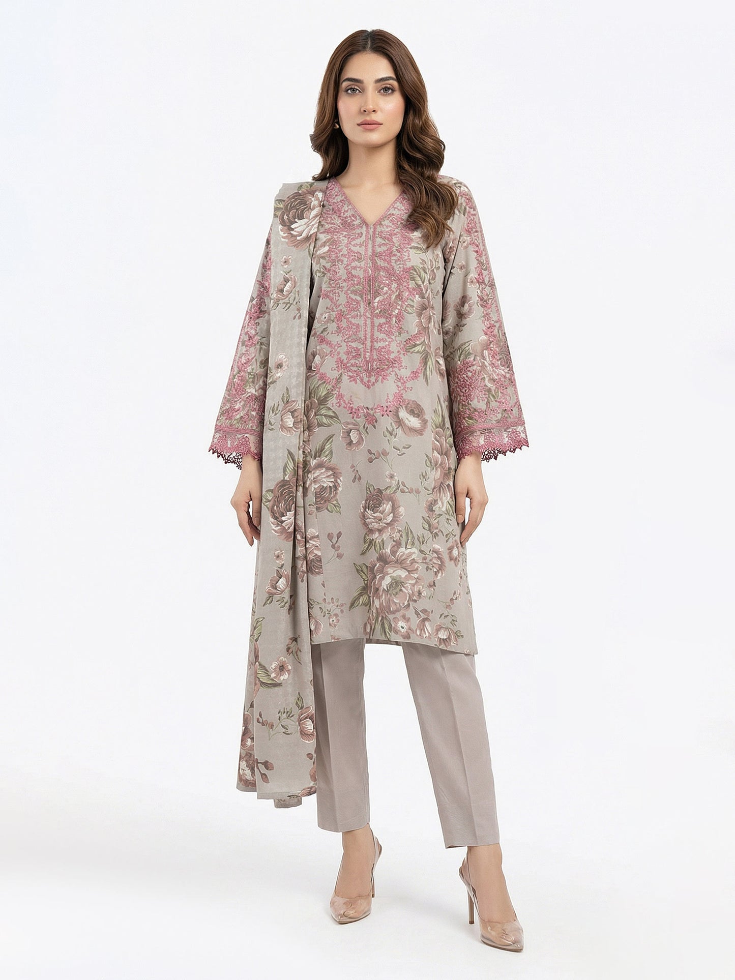 3 Piece Khaddar Suit- Embroidered (Pret)