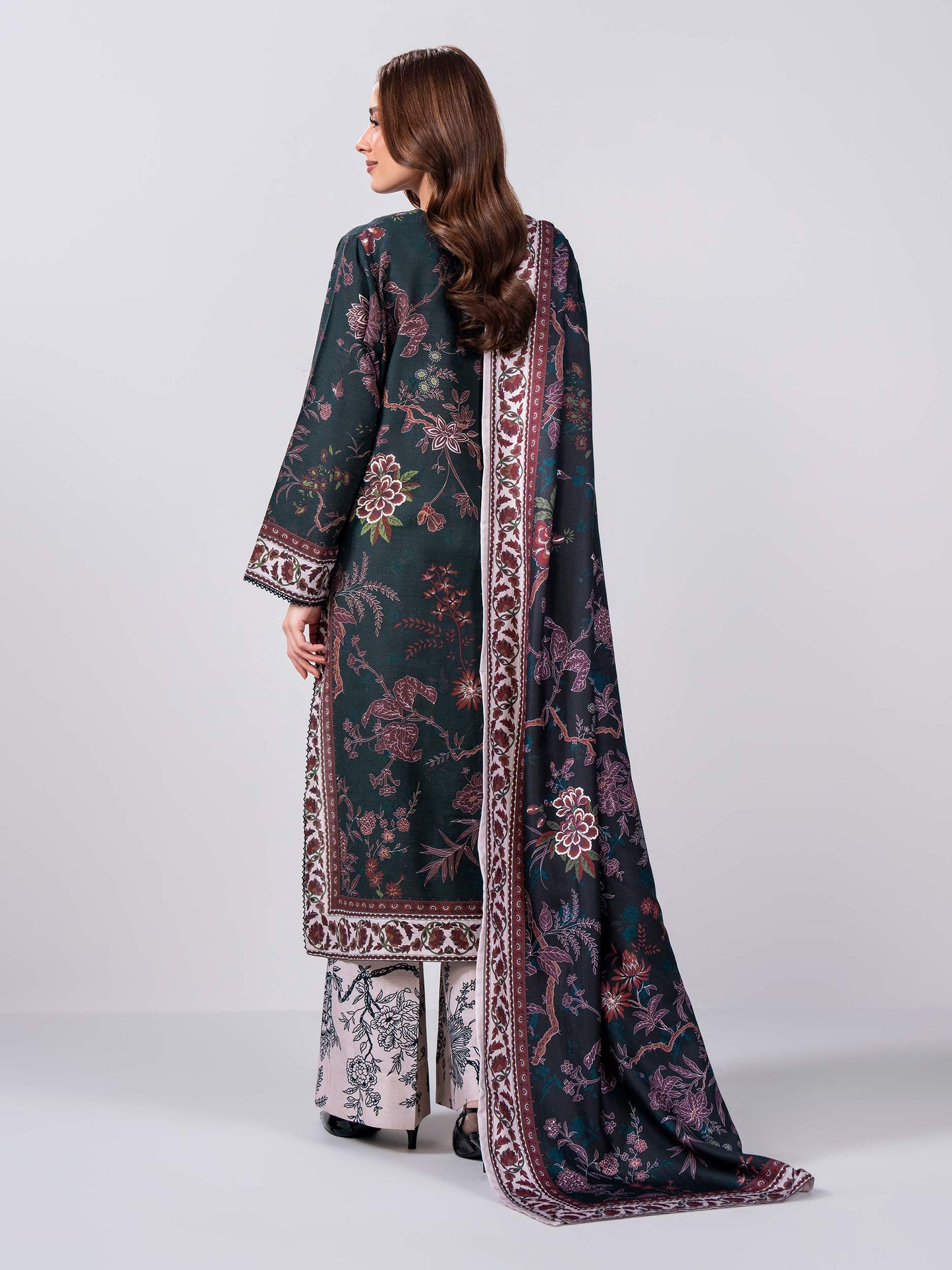 3 Piece Slub Khaddar Suit- Embroidered (Pret)