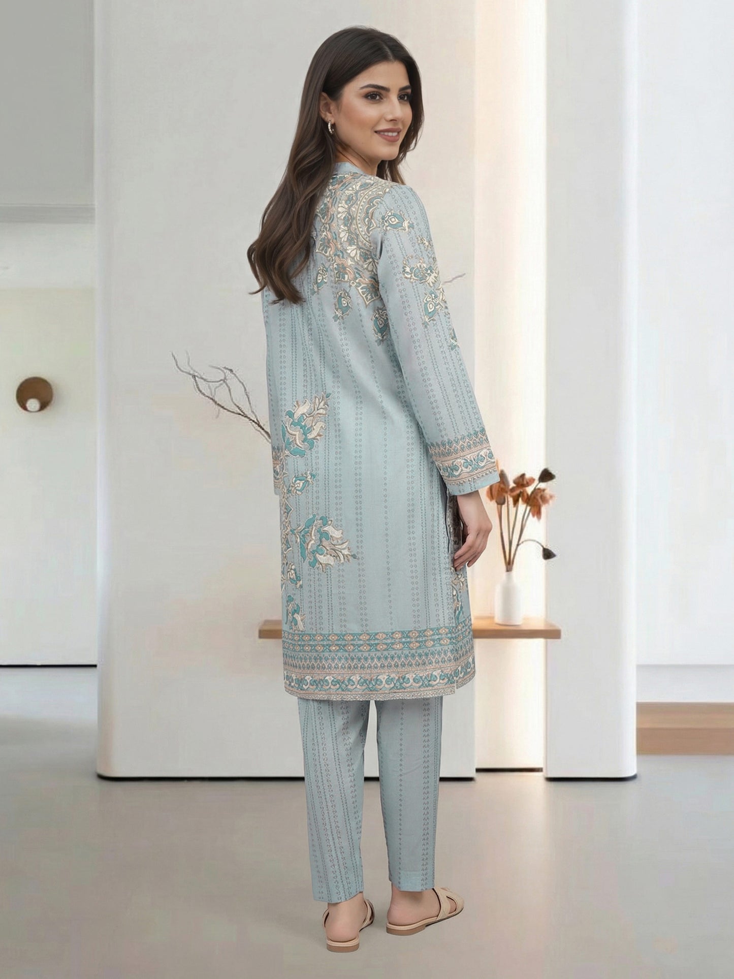 2 Piece Cambric Suit- Embroidered (Pret)