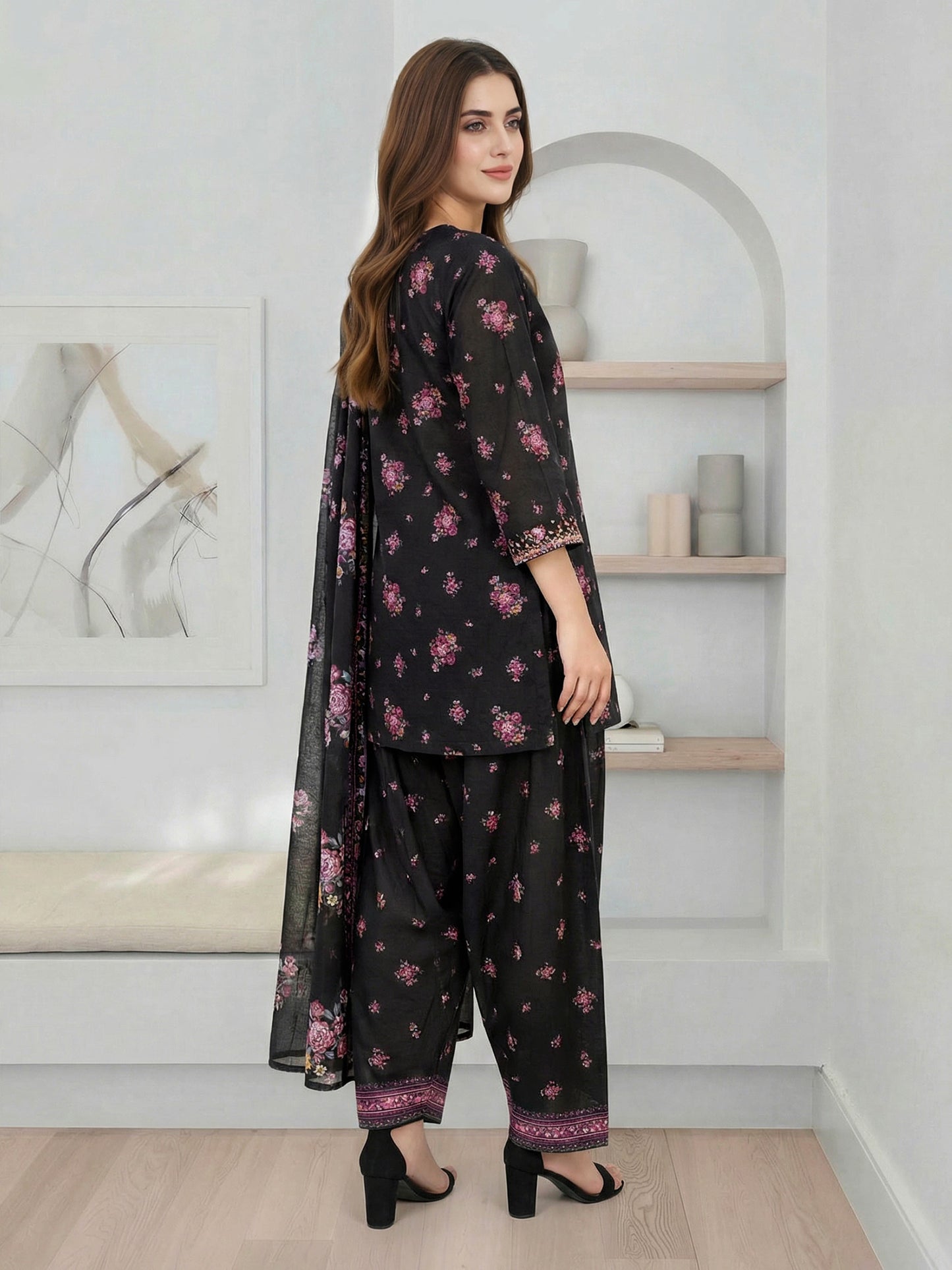 3 Piece Lawn Suit- Embroidered (Pret)