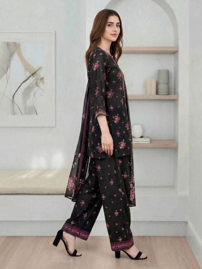 3 Piece Lawn Suit- Embroidered (Pret)