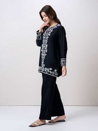 Slub Khaddar Co-ord- Embroidered