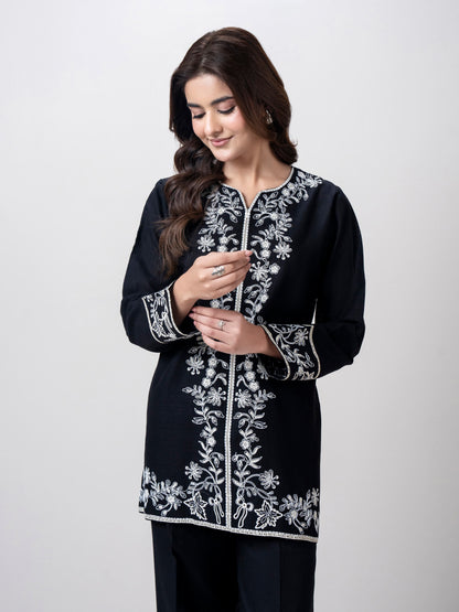 Slub Khaddar Co-ord- Embroidered