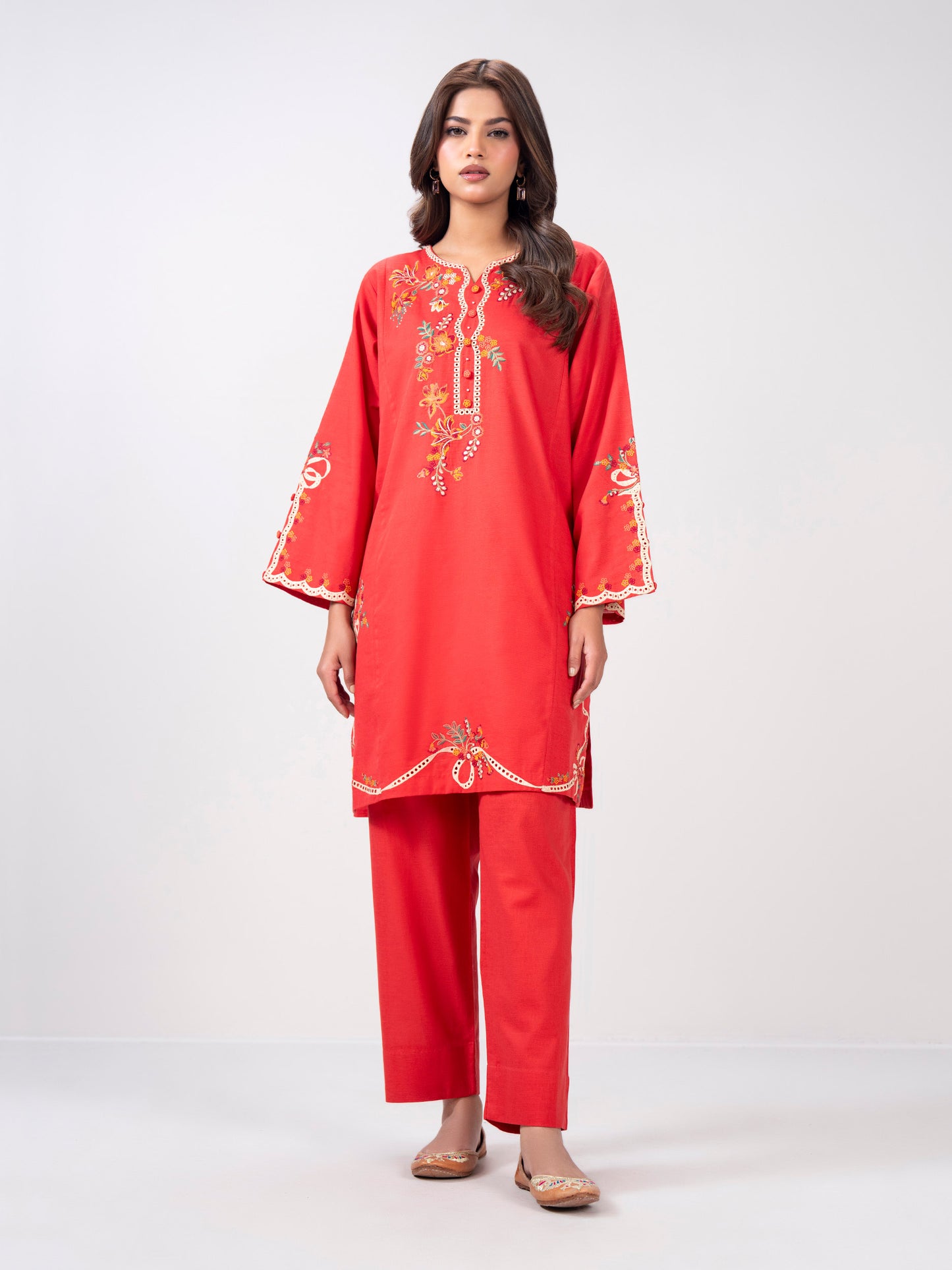2 Piece Slub Khaddar Suit- Embroidered (Pret)