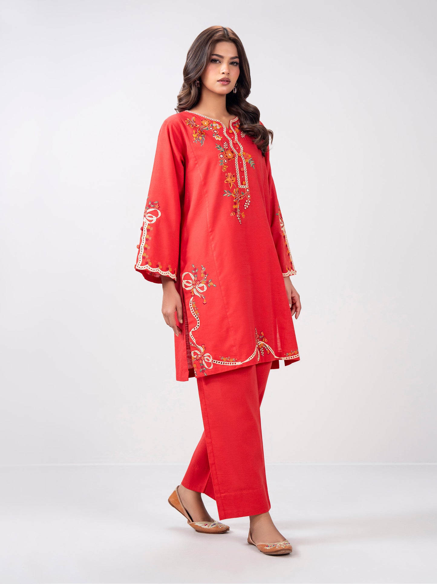2 Piece Slub Khaddar Suit- Embroidered (Pret)