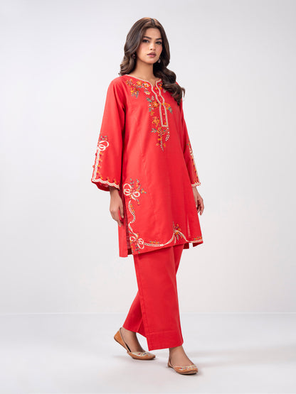 2 Piece Slub Khaddar Suit- Embroidered (Pret)