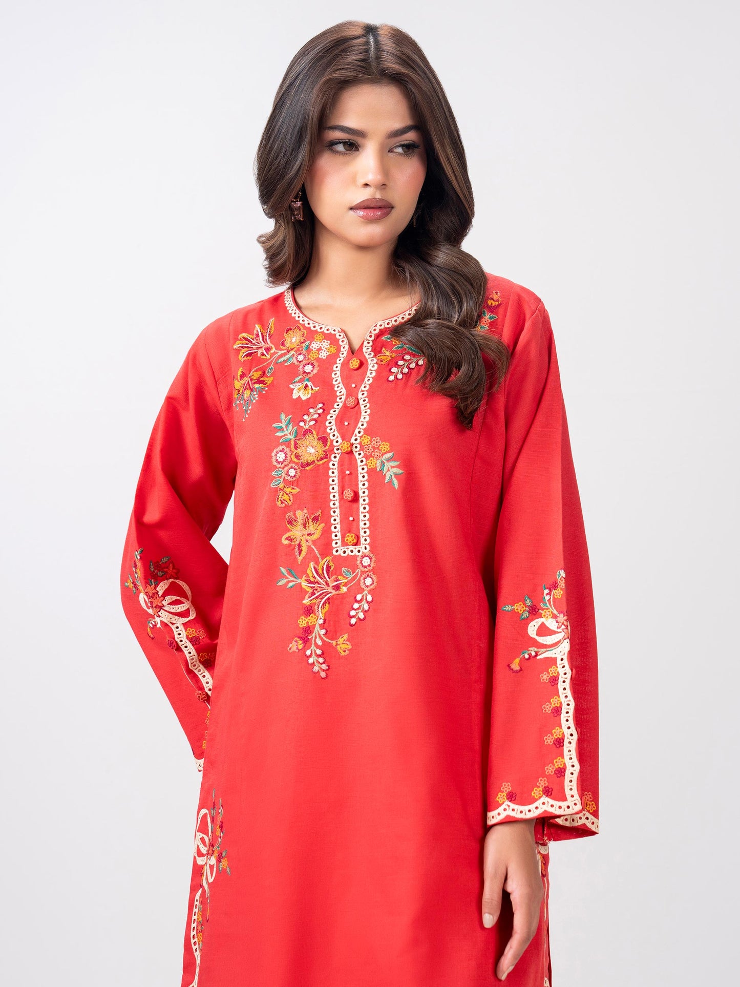 2 Piece Slub Khaddar Suit- Embroidered (Pret)