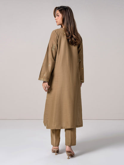 2 Piece Slub Khaddar Suit- Embroidered (Pret)