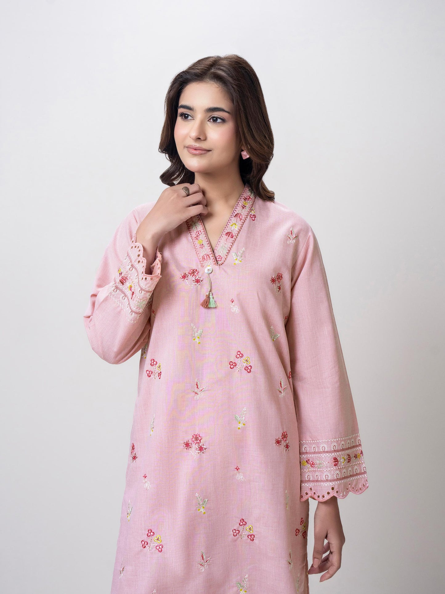 2 Piece Yarn Dyed Suit-Embroidered  (Pret)