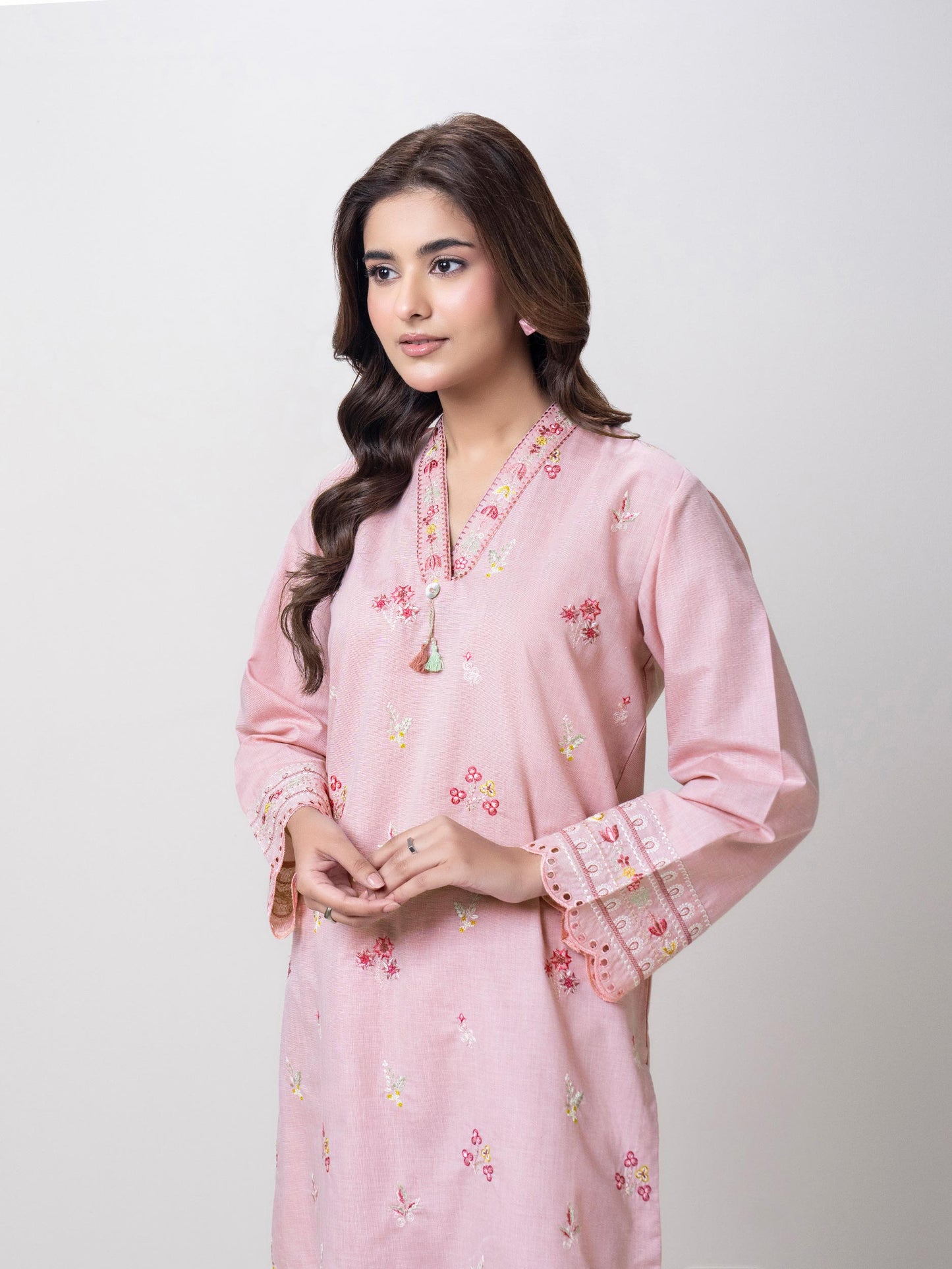 2 Piece Yarn Dyed Suit-Embroidered  (Pret)