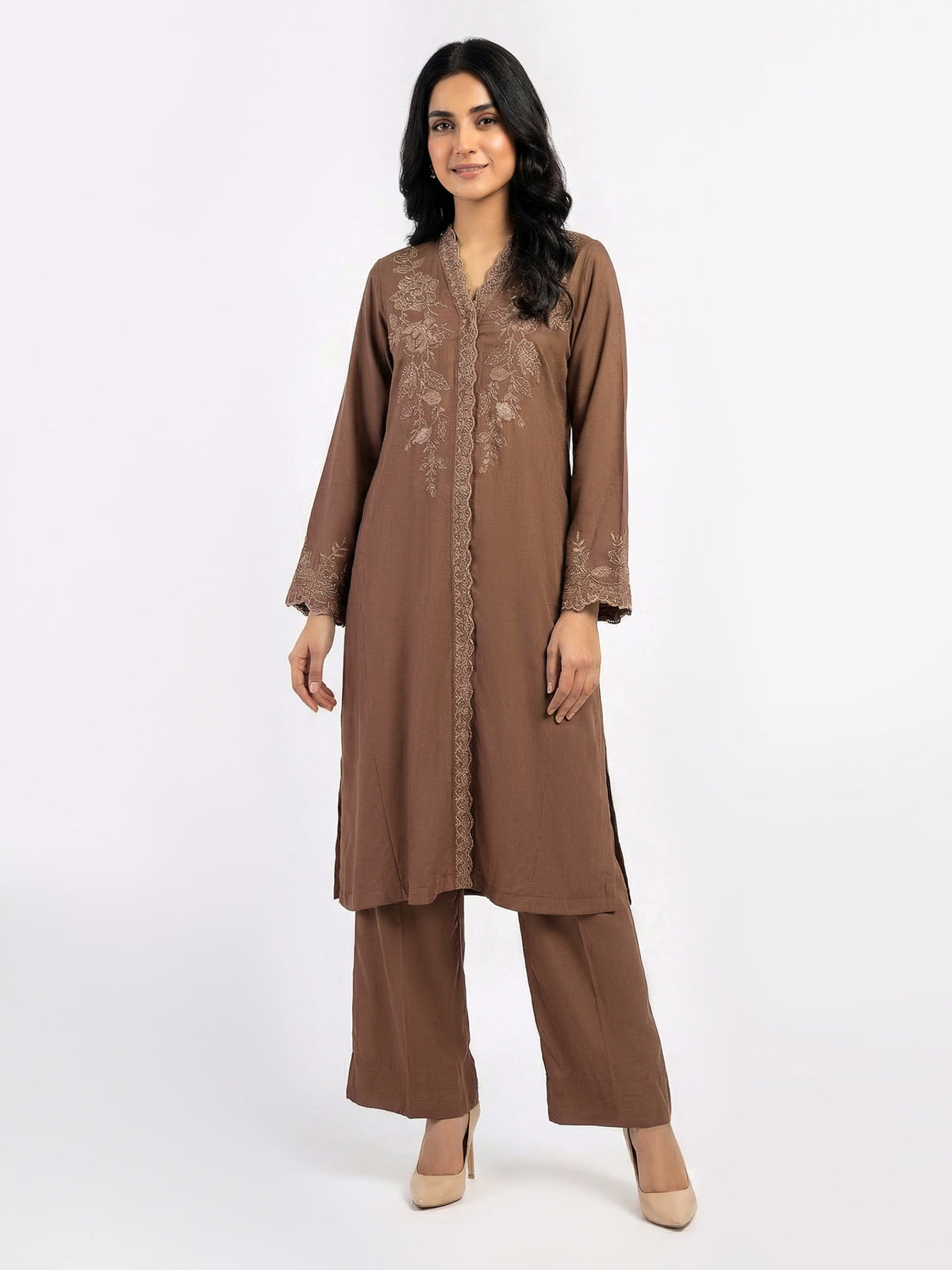 2 Piece Crepe- Embroidered (Pret)