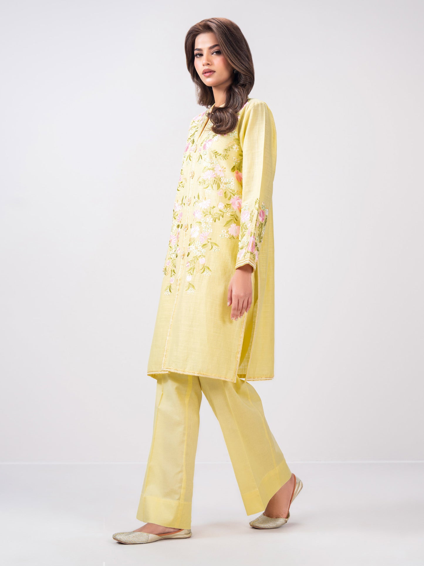 2 Piece Slub Khaddar Suit- Embroidered (Pret)