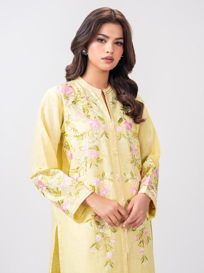 2 Piece Slub Khaddar Suit- Embroidered (Pret)
